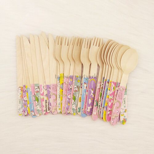 一次性可爱独角兽刀叉勺Unicon Wooden Fork Spoon Knife Cutlery - 封面