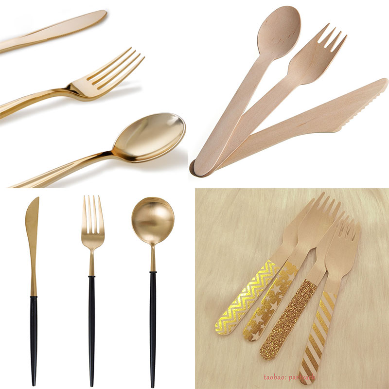 PartyCutlery Collection Wooden fork plastic spoon disposable-封面