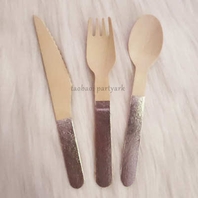 烫银纯色刀叉勺餐具木质Forks