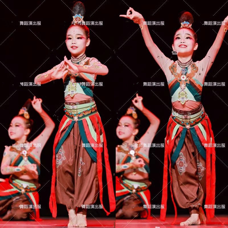 西夏公主敦煌演出服伎乐飞天画壁绝响黑神话悟空莲花分合绸灼灼舞