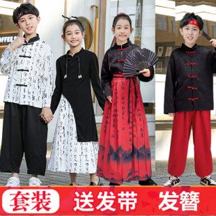 男女童中国风汉服 儿童啦啦队表演出服小学生运动会开幕式 班服套装