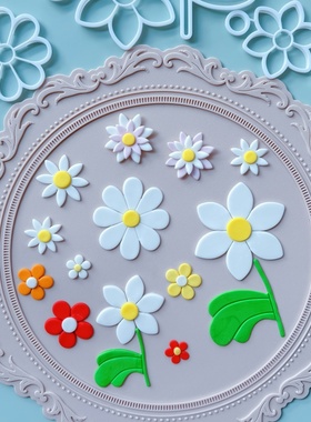 漫步兔百合花五瓣花花朵翻糖切模小清新太阳花树叶蛋糕烘焙模具