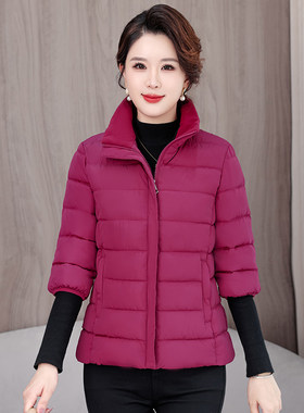 中老年七分袖棉马甲女装冬季大码加厚保暖棉服背心外套妈妈棉坎肩