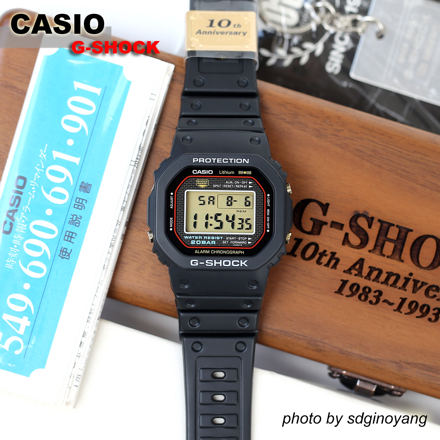 卡西欧GSHOCK10周年纪念方块腕表