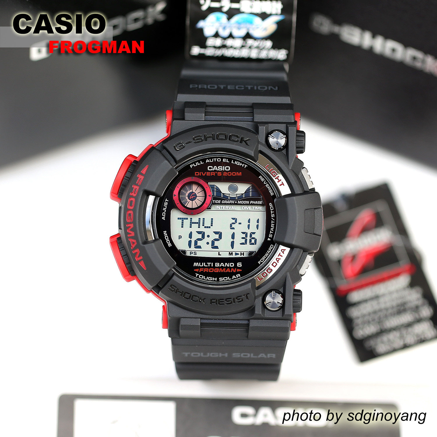 CASIO卡西欧G-SHOCK FROGMAN GWF-1000BS-1JF电波黑红蛙人结束