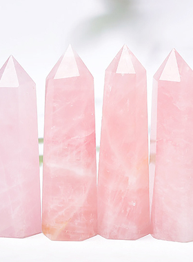天然水晶原石粉水晶柱手工抛光粉色爱心礼物爆款几何能量柱系列