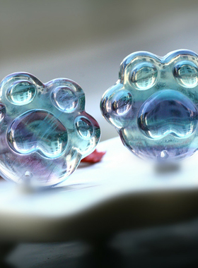 天然彩萤石猫爪带孔可穿绳装饰品