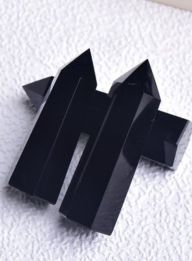 天然黑曜石水晶柱手工抛光