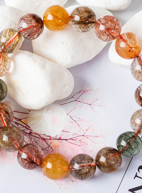 天然彩发晶串珠手链男女高颜值