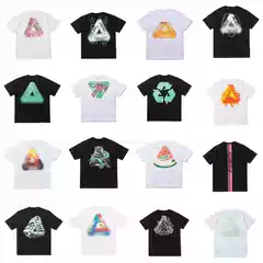 Wang Yibo and Chen Guangxi's Same Style Triangular Print Unisex Short-Sleeve T-Shirt Trendy Brand Couple Outfit Summer Fashion Top