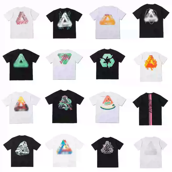 Wang Yibo and Chen Guangxi's Same Style Triangular Print Unisex Short-Sleeve T-Shirt Trendy Brand Couple Outfit Summer Fashion Top