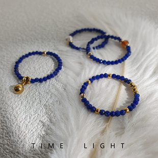 拾光集天然青金石天然石串珠戒指女配饰小众轻奢高级感百搭指环