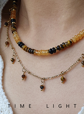 轻奢小众天然石法式复古项链