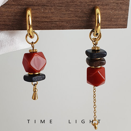 复古新中式南红女高级气质耳环