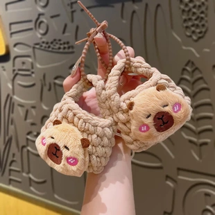 卡皮巴拉零钱包成品手工钩织零钱包蓝牙耳机套可爱卡通钥匙扣挂件