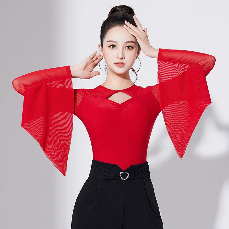 华尔兹飘袖印花女士连体衣比赛款