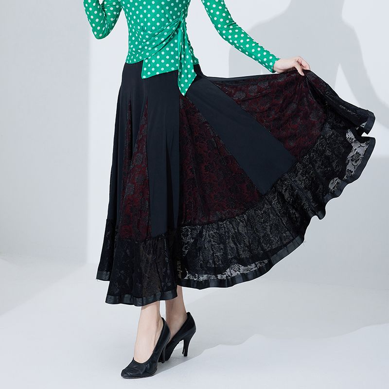 女士交谊舞大摆裙舞裙跳舞新款裙子摩登国标舞交际华尔兹半身长裙