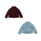 可爱斜领蝴蝶结毛衣娃娃针织衫 2025秋冬新款 女童宝宝复古时尚 上衣