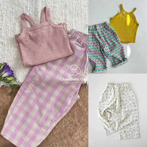 小碎花格子长裤防蚊裤女童裤子