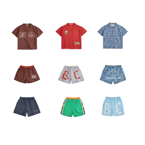 2026夏季男童印花衬衫短袖套装