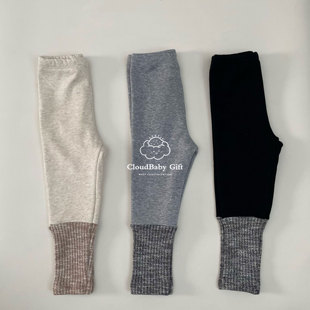 子打底长裤 2023秋冬新款 男女儿童纯棉百搭柔软弹力拼接加厚加绒裤