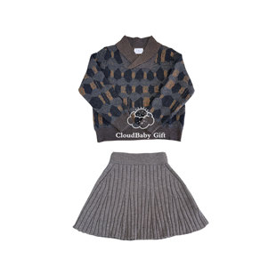 毛衣半身裙套装 2025秋冬新款 女童宝宝复古青果领柔软羊毛针织长袖