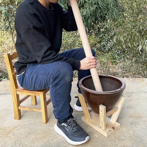 擂茶钵土陶擂钵特大号四磨汤