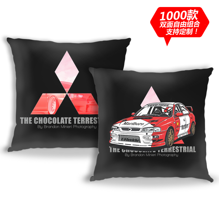三菱EVO5代翼豹WRX情怀BRZ赛车4G63T定制毛绒皮JDM汽车抱枕靠枕