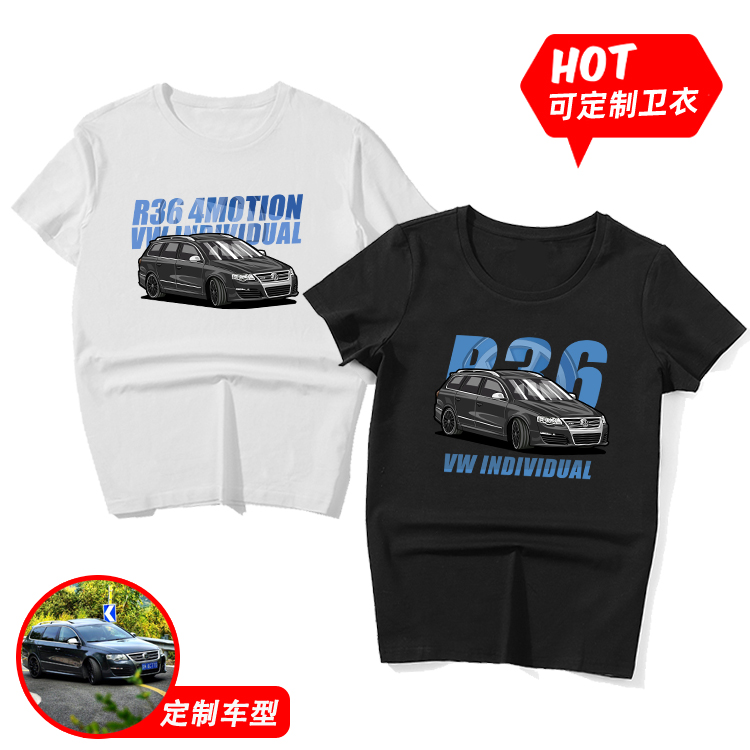 高尔夫GTI尚酷R36赛车EA888引擎怪兽改装车卫衣短袖T恤纯棉定制