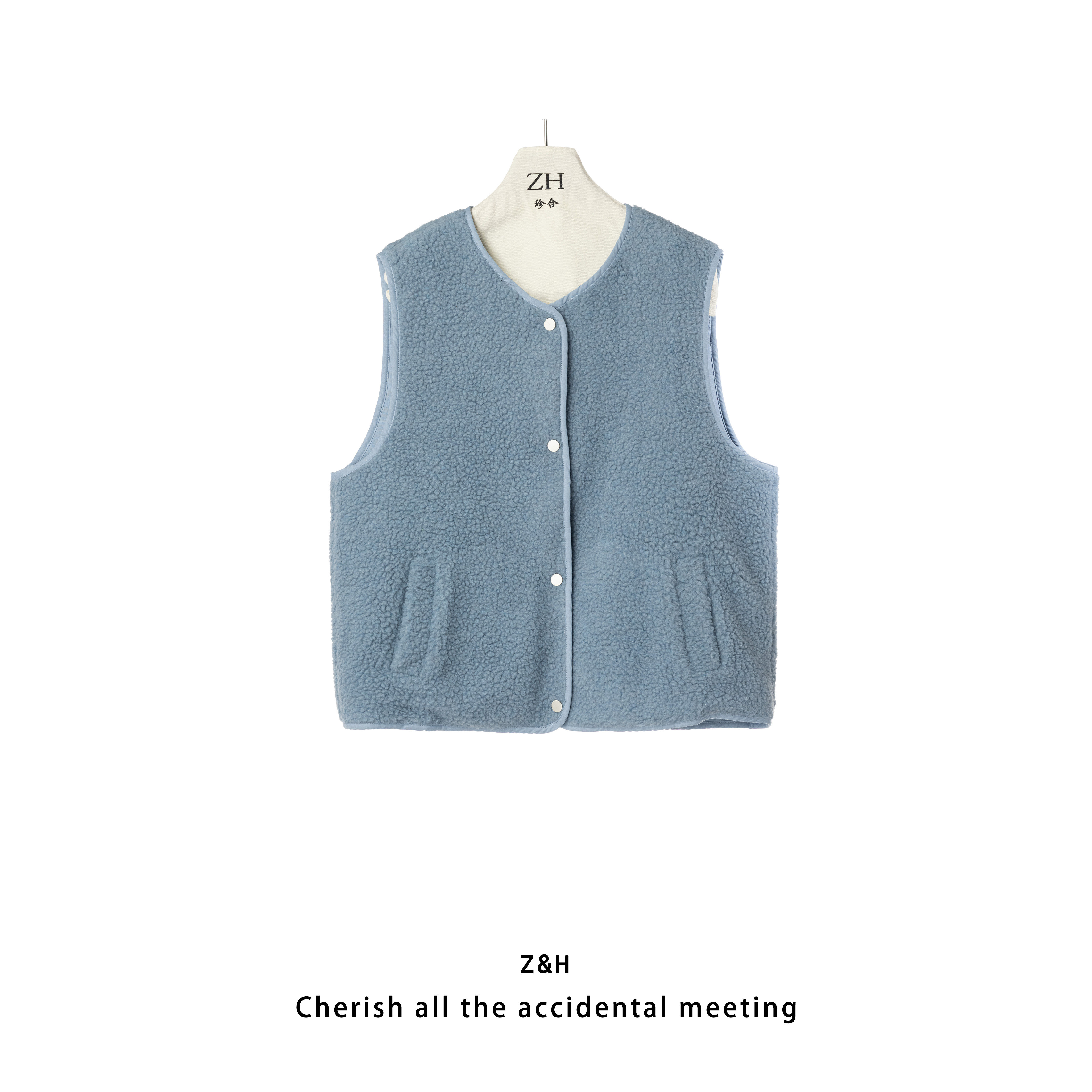 ZH【盐渍极光】 宽松型常规款女马甲羊羔绒马夹