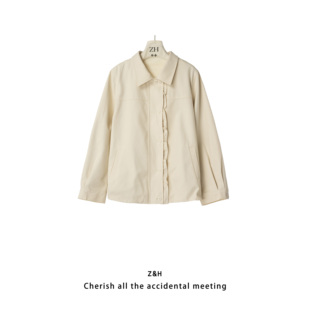 ZH【浮世绘】简约通勤纯色女长袖短外套风衣韩版