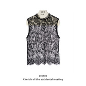 梨花叙 百搭设计感小众蕾丝印花吊带背心女