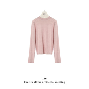 ZH【初秋雨夜】圆领纯色T恤女长袖舒适简约