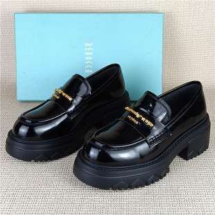 瑞贝卡女鞋正品撤柜断码处理真皮乐福鞋厚底增高开边珠牛皮单鞋潮