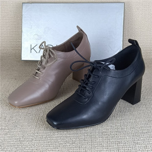卡迪娜专柜正品撤柜断码处理真皮女鞋高跟绑带羊皮裸靴通勤女单鞋