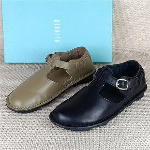 瑞贝卡专柜撤柜断码处理真皮女鞋一字带低跟法式玛丽珍春季单鞋潮