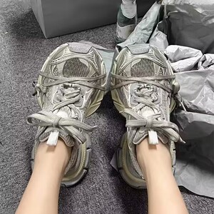 老爹鞋女2024新款春秋款百搭透气厚底增高做旧脏脏鞋男休闲运动鞋