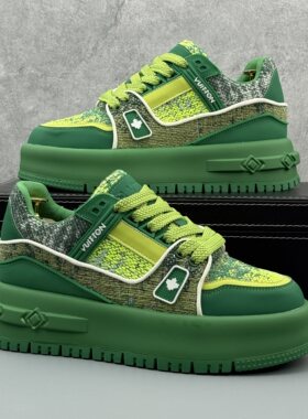 小众潮流板鞋男2026新款厚底增高男鞋痞帅绿色鞋子网红运动休闲鞋