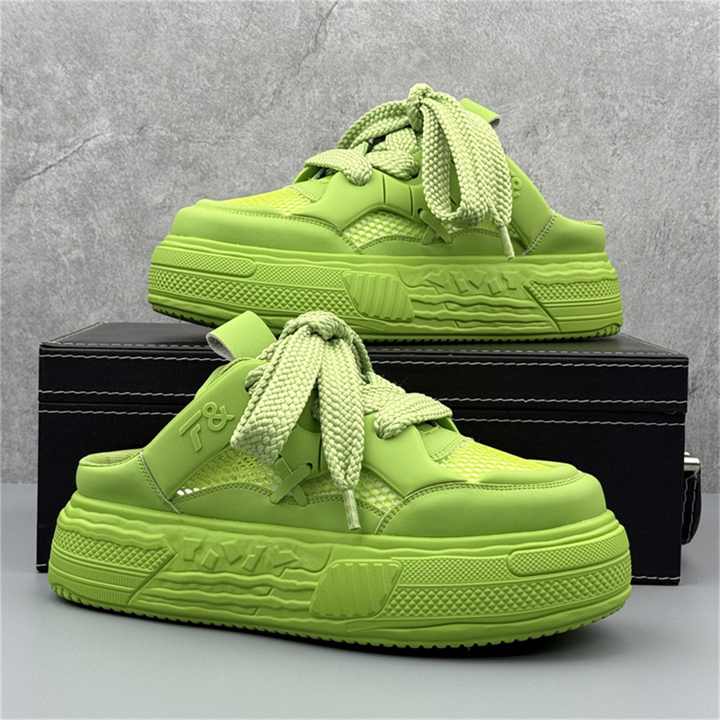 厚底半拖鞋男夏季2026新款超火老爹鞋潮牌一脚蹬增高运动外穿拖鞋