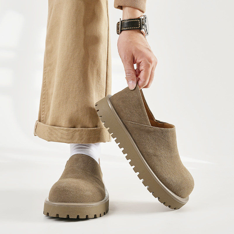 一脚蹬大头乐福鞋男女新款厚底增高德比鞋休闲全包两穿穆勒勃肯鞋