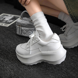 Lisa同款小白鞋女新款真皮厚底运动鞋复古经典百搭松糕底休闲鞋子