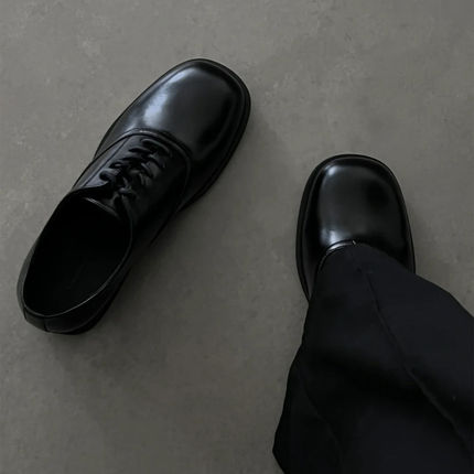 英伦风德比鞋男款黑色高级感厚底增高鞋7cm商务通勤公务休闲皮鞋