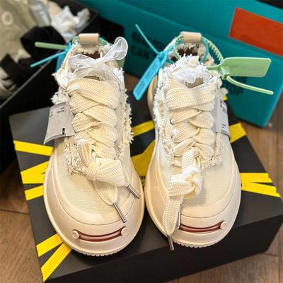 檀健次同款开口笑小白鞋厚底笑脸帆布鞋男女款小众增高乞丐板鞋潮