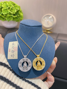 S925银纯银圆盘葫芦新中式项链送礼盒礼袋圣诞新年春节礼物顺丰1