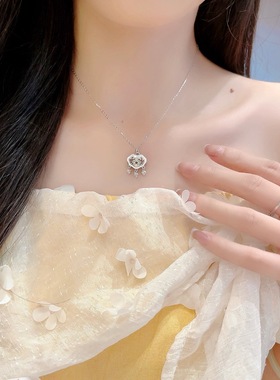 S925银纯银白贝母平安锁纯银项链不褪色圣诞送礼盒礼袋顺丰11