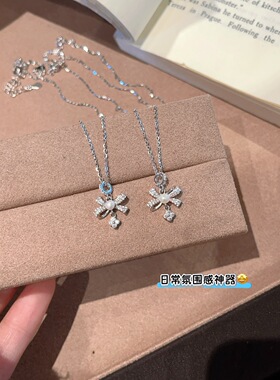 S925银新款蝴蝶结银项链约1.8克不褪色送礼盒礼袋顺丰包邮7
