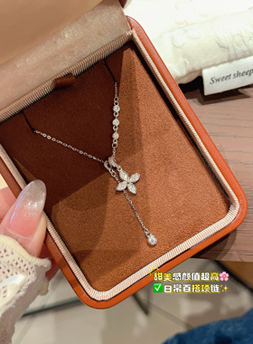 S925银新款四叶花流苏银项链不褪色送礼盒礼袋顺丰礼物8