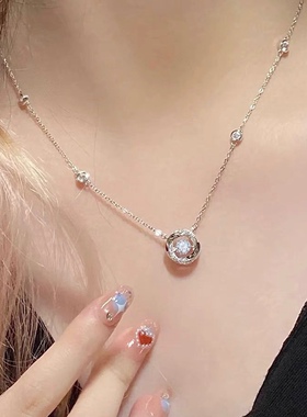 S990银莫比乌斯灵动足银项链不褪色生日送礼盒礼袋顺丰3