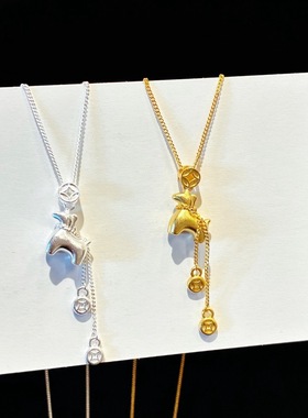 S999银纯银新款流苏马上有钱足银项链不褪色礼盒礼袋顺丰1