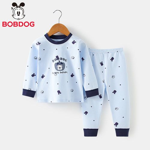 100%全棉260克巴布豆儿童秋衣秋裤套装韩版男童长袖家居服睡衣